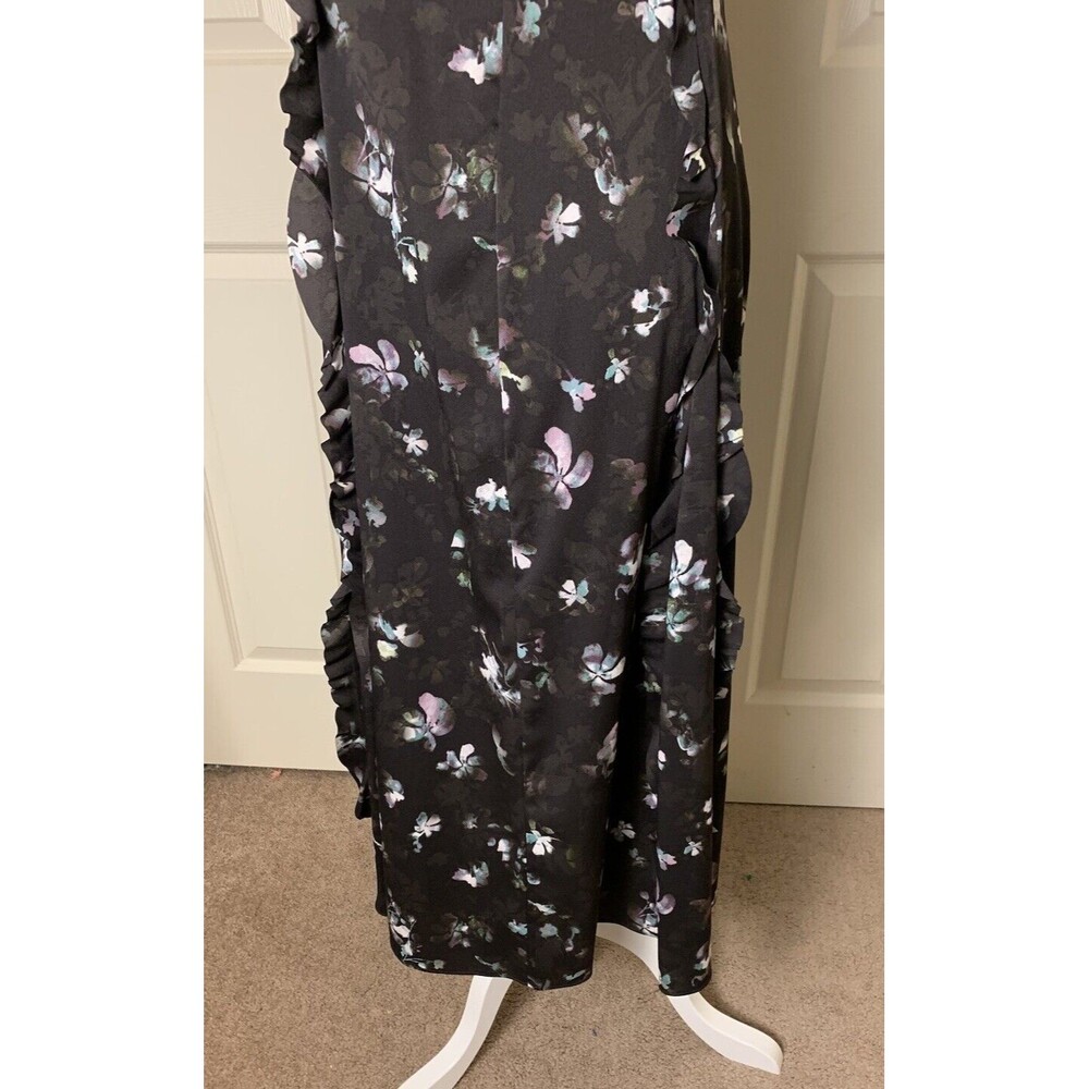 Simply Vera Wang Women’s Black Midi Floral Whimsigoth Dress Ruffles Medium Fairy - Picture 7 of 13